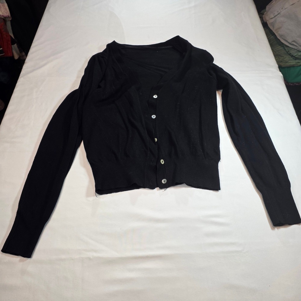 Women's small black sweater button down cardigan